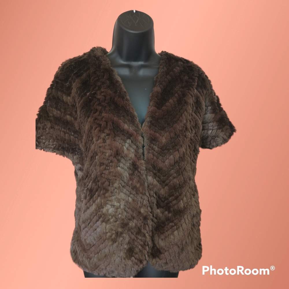 Adrienne Landau quarter sleeve faux fur jacket Size S